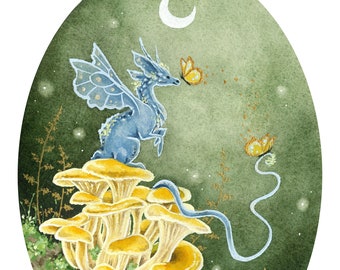 Dragon Art Print - gouden eigenzinnigheid aquarelillustratie