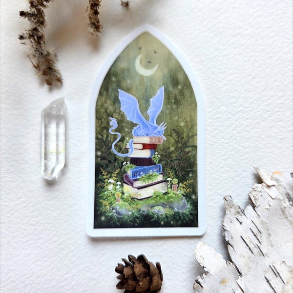 Dragon Art Sticker - In the Realm of Storybooks - fantasy art. whimsical.