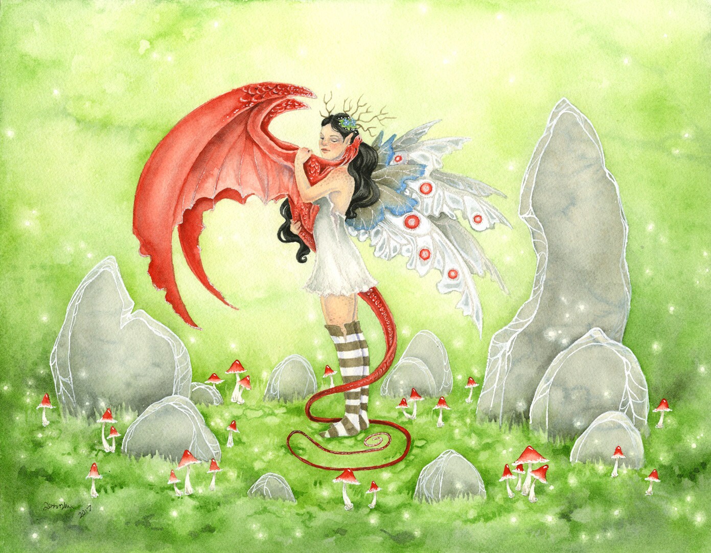 сказочный дракон. фейри драгон. картина дракон и фея. фея дракон. сказочный дракон.