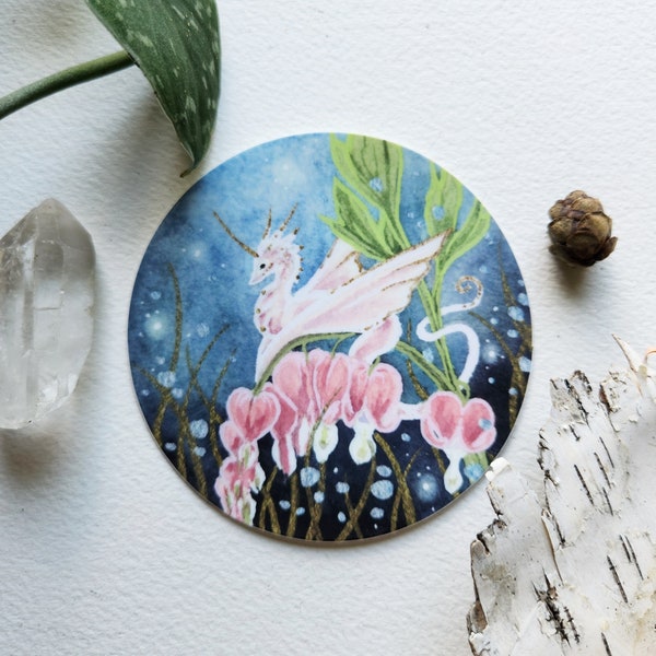Dragon Art Sticker - fantasy art. whimsical art. watercolor art.