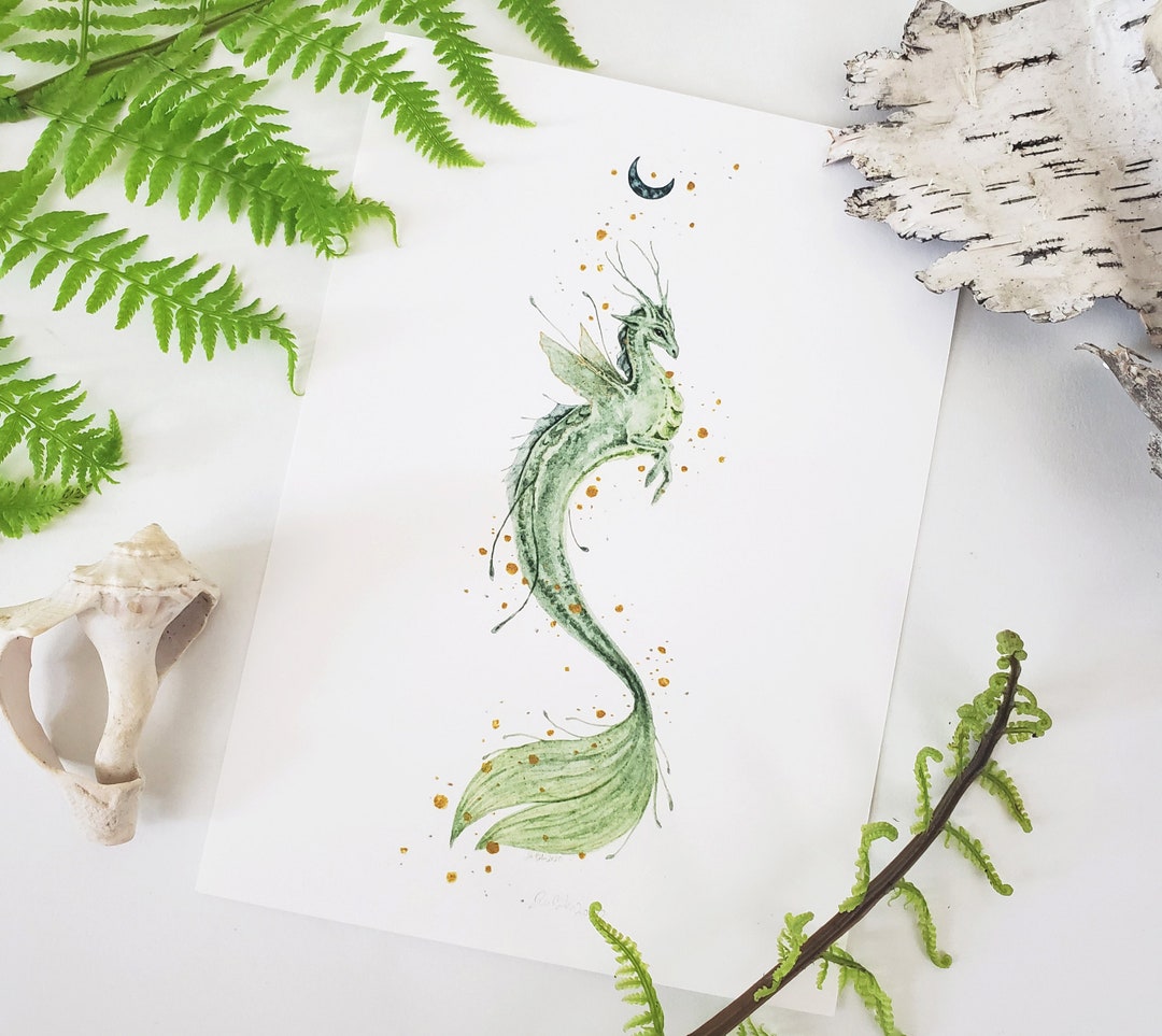 Dragon Art Print Merdragon Fantasy Art. Mythological. - Etsy