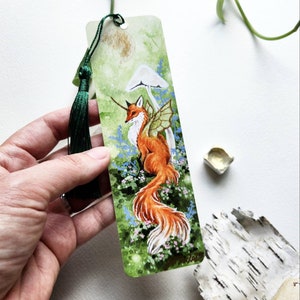 Fox Bookmark fantasy art. fairy fox. mushroom art. woodland art. image 2