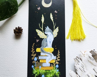 Cat Bookmark - fantasy art. fairy fox. woodland art.