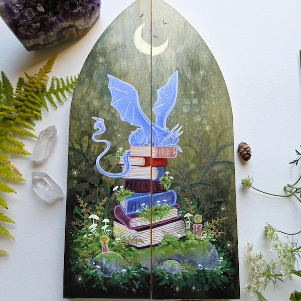 Fantasy Art Painting - In the Realm of Storybooks - fairy art. dragon art. whimsical art.