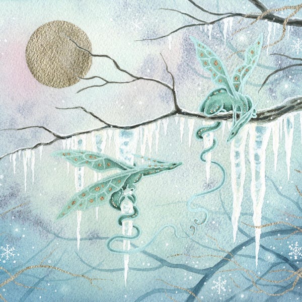 Dragon Art Watercolor Print – whimsical, magical, illustration