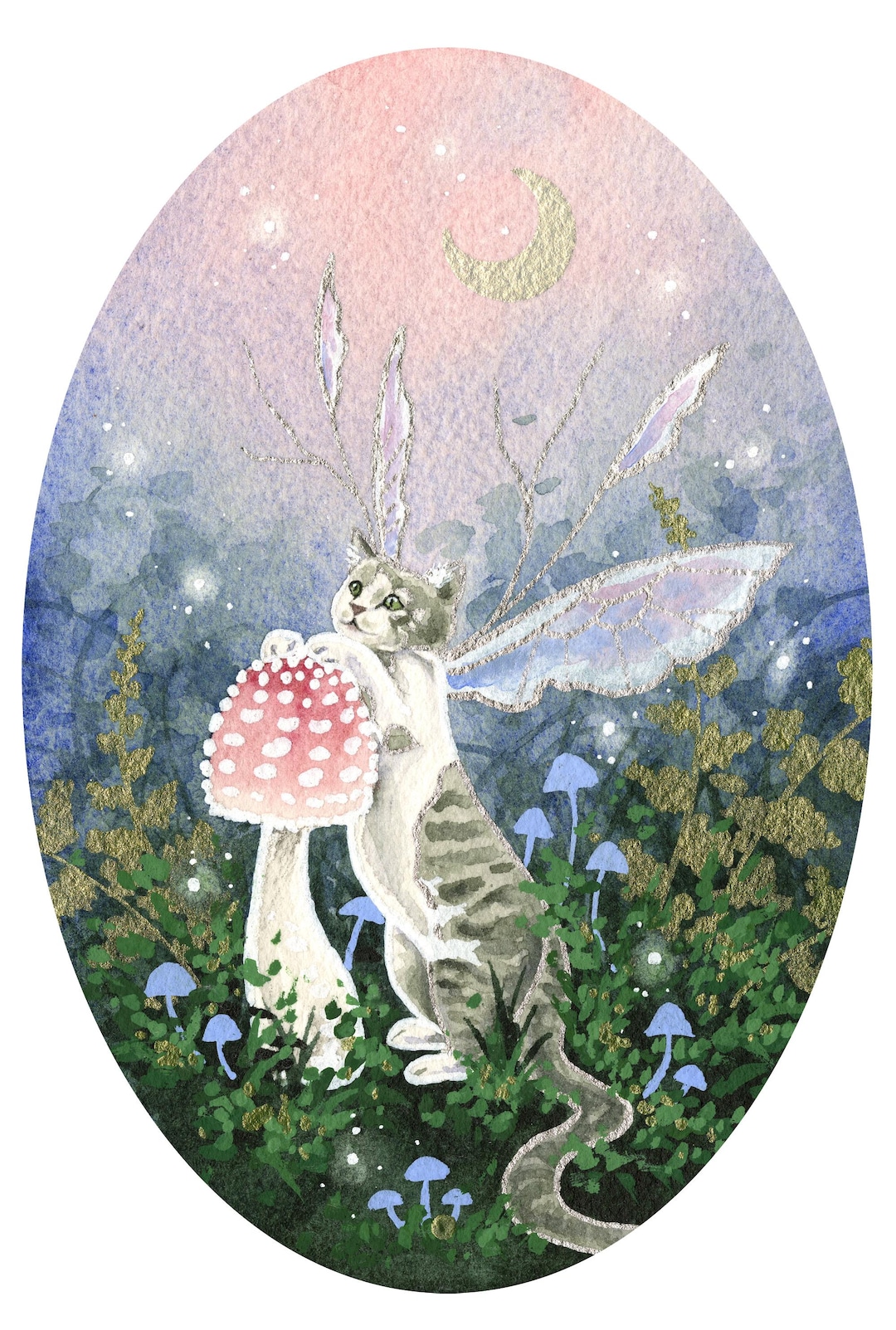 Cat Art Print - Fairy Kitten Whimsy - Fantasy Art. Whimsical Art. - Etsy
