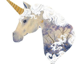 Unicorn Art Watercolor Print - Unicorn's Heart - fantasy art. whimsical art. dragon art.