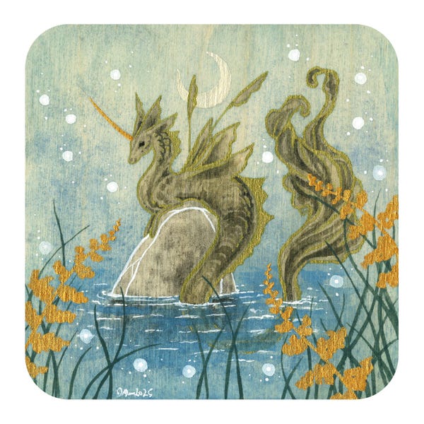 Merdragon Watercolor Art Print – Whimsical Fantasy Illustration