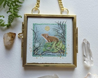Mouse Art Original Watercolor and Gouache Painting - Mermouse Whimsy - whimsical. cute. mermaid.