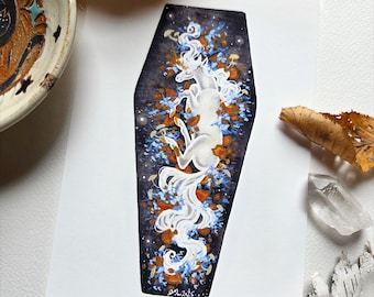 Unicorn Art Print - Coffin Unicorn - fantasy art. whimsical art.