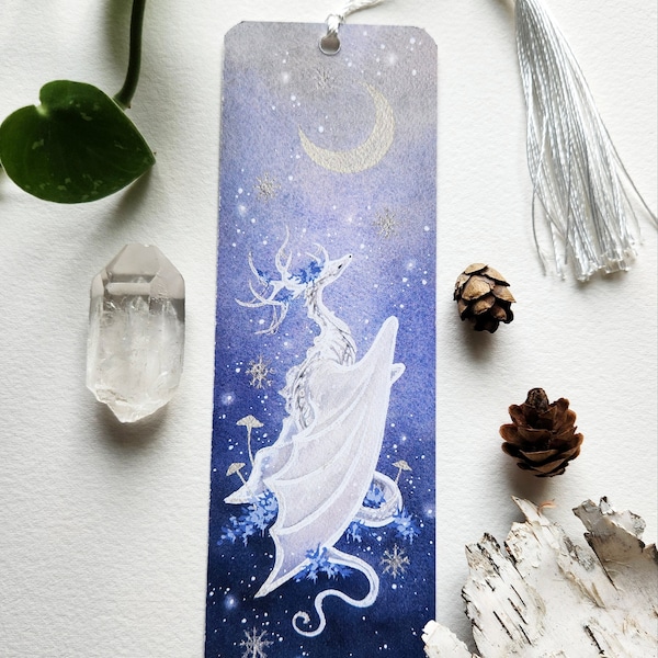 Segnalibro Drago - Magia della Nevicata - arte fantasy. arte del drago. arte dell'acquerello.