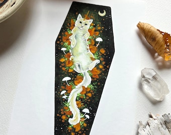 Cat Art Print - Coffin Kitty - magische kunst. grillige kunst.
