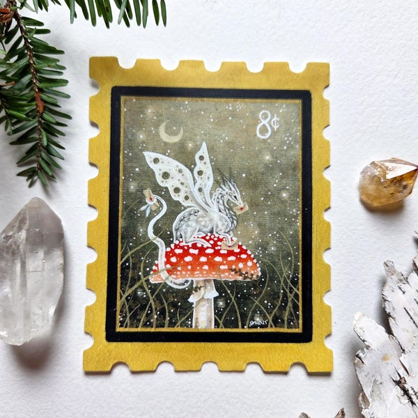 Dragon Art Sticker - fantasy art. whimsical art. watercolor art.
