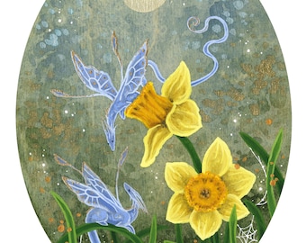 淡い幻想きのこの水彩(原画) 妖精アートの水彩画プリント - 秋のキノコ - ファンタジーアート