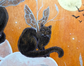 猫の絵画 - 妖精の子猫たちのまばゆい光 - ファンタジーアート