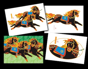 Horse Post Cards - Set of 4 - Chinese New Year