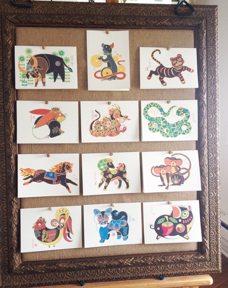 Gift Set of 12 Zodiac Animals Lunar New Year Cards Chinese New Year Cards