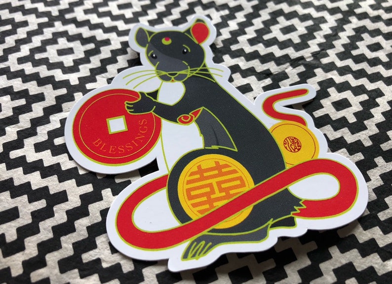 Rat Sticker Año de la Rata Vinilo Diecut Pegatina Etsy