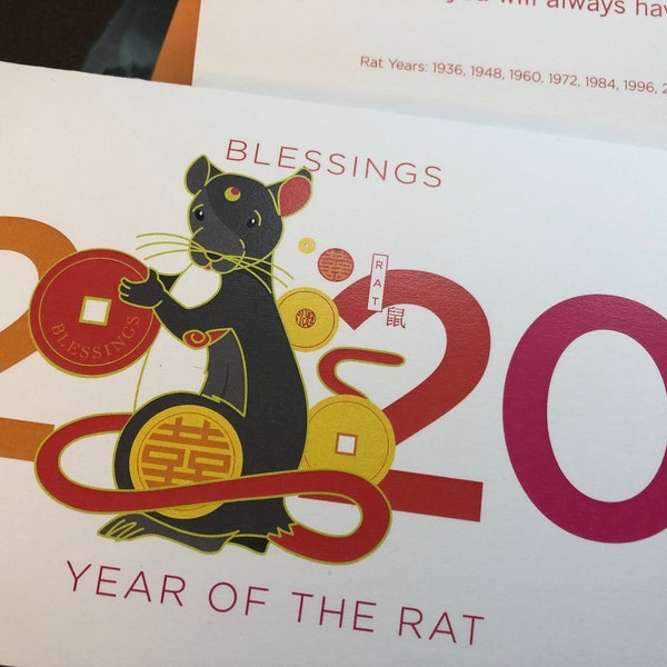SALE - 2020 Rat Year Card - Chinese Zodiac Mouse