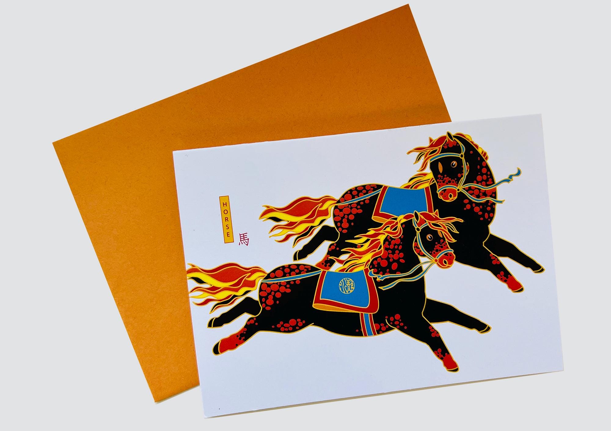 CNY Year of the Horse - Lunar New Year - Horses Running Greeting Card ...