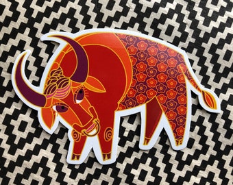 Ox Year - Red Ox - Chinese Zodiac - Vinyl Diecut Sticker