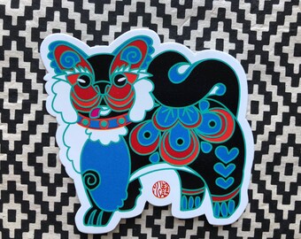 Year of the Dog Vinyl Sticker - Diecut CNY Art - Blue Dog
