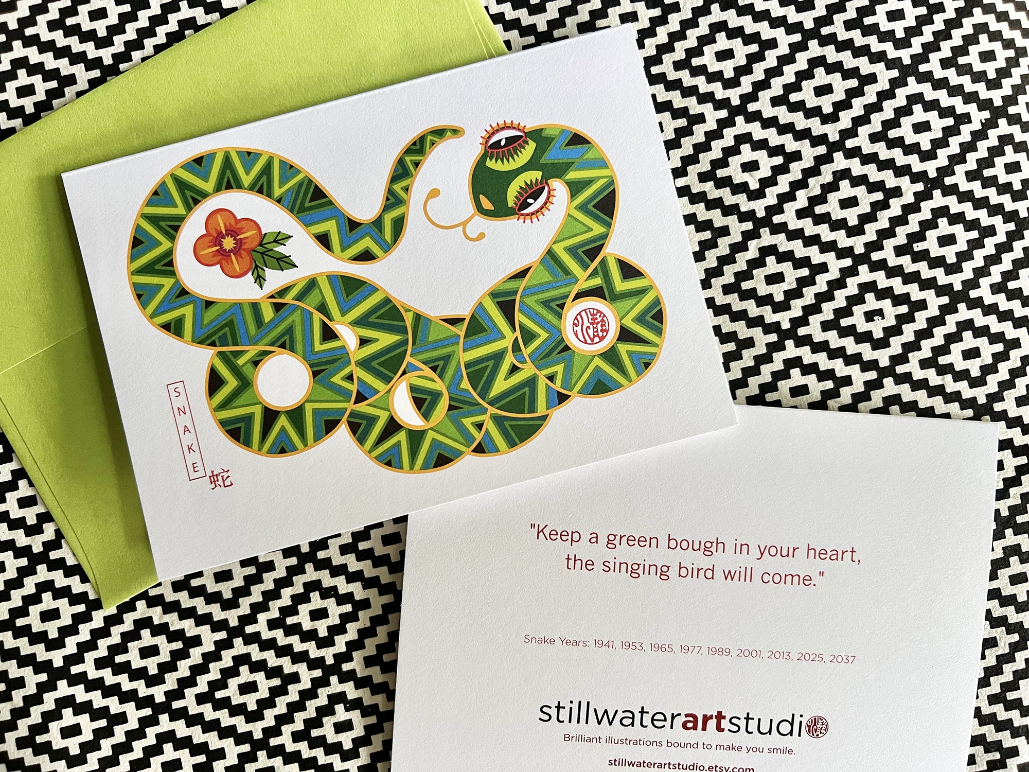 Snake Chinese New Year Card Lunar New Year Card Green - Etsy Snake Chinese New Year Card Lunar New Year Card Green - Etsy