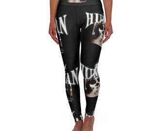 Leggings de ioga de cintura alta com design humano de Halloween - Leggings assustadoras, calças de treino assustadoras, meias-calças de ginástica assustadoras, roupas de ginástica assombradas, bruxas