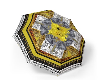 Travaras Elefanten Garten Muster Umbrella Collage | Faltbarer Regen-Sonnenschirm, Elefantendruck