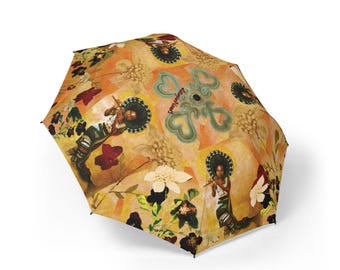 Collage artístico del flautista Paraguas plegable semiautomático