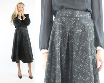 50's Gold Black Full Skirt Vintage 1950's Medium M