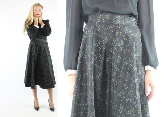 50's Gold Black Full Skirt Vintage 1950's Medium M - image 1