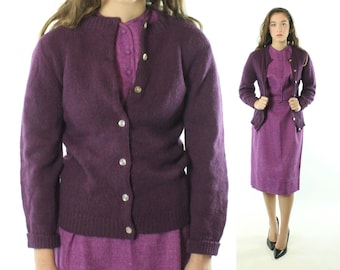 Plum Cardigan Sweater Wool Small