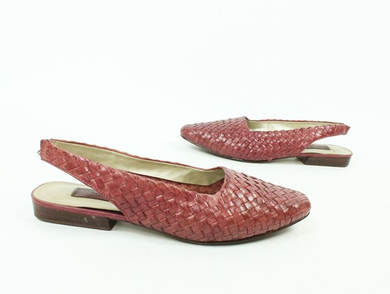90's Woven Leather Slingback Shoes Huaraches Vinta
