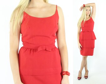 1960s Red Party Dress Small S