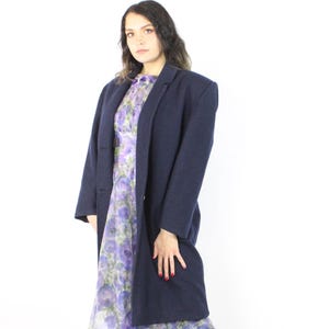 80&#39;s Navy Blue Wool Coat XL X-Large