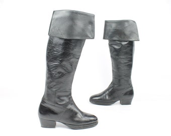 80's Pierre Balmain Black Leather Boots size 6.5
