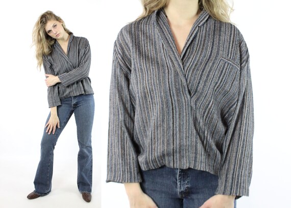 80's Norma Kamali Long Sleeve Blouse Vintage 1980'