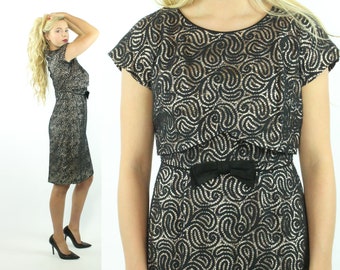 60's Black Wiggle Dress Large L