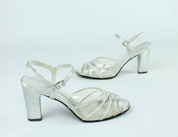 silver clear shoes