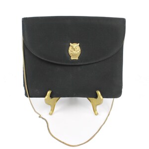 60's Black Envelope Purse Owl Closure image 1