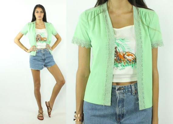 70's Mint Green Blazer Medium M - image 1