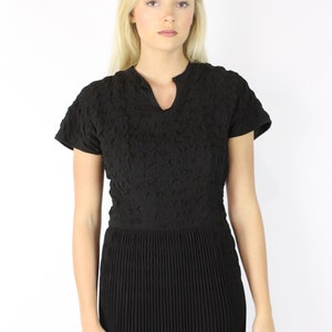 50&#39;s Black Wiggle Dress Vintage 1950&#39;s Small S