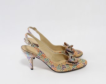 Zijden jaren 60 pumps met stippen 7 7,5