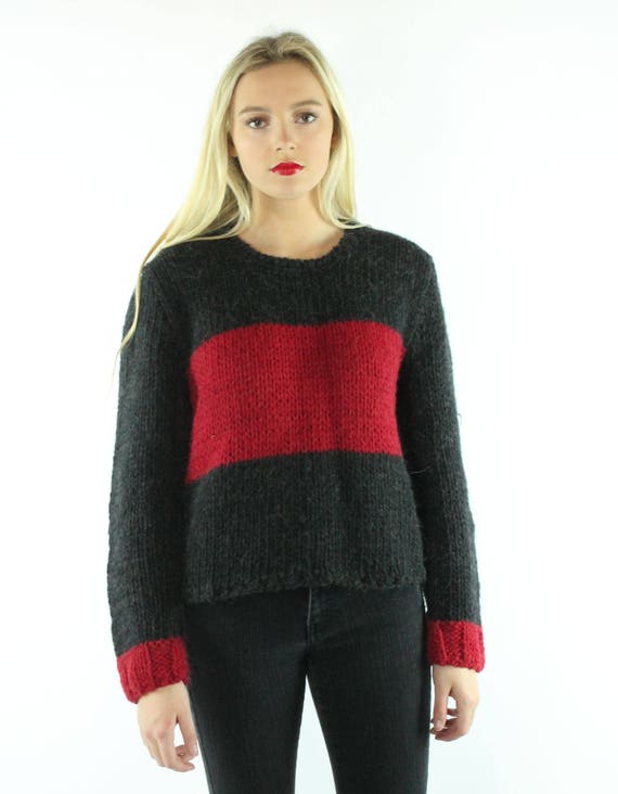 90's Dolce & Gabbana Sweater Grey Red Wool Large L - image 4