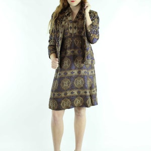 70&#39;s Tapestry Dress Jacket Suit Medium M