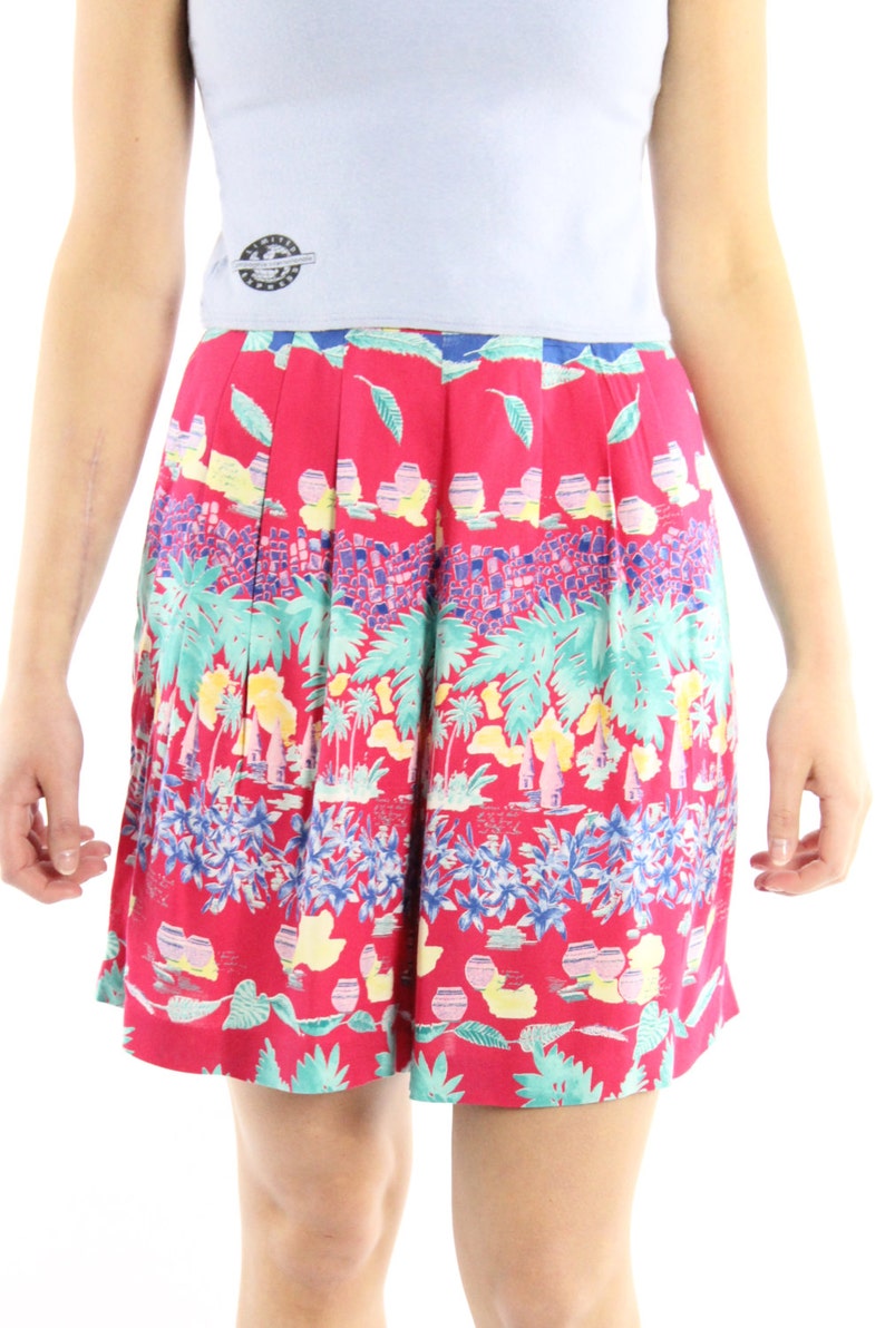 Pink Floral High Rise Shorts Small S Medium M image 3