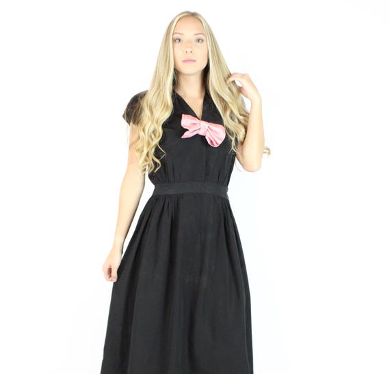 Vintage 40's Black Party Dress Small S - image 1