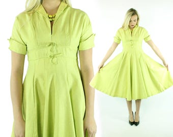 50's Green Party Dress Medium M