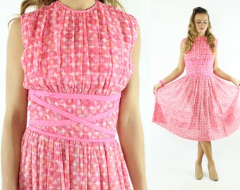 Vintage 50s Full Dress Pink Small S